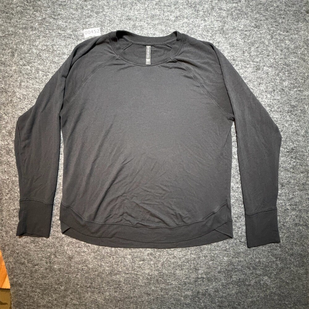 Athleta Mindset Sweatshirt Womens Size L Black Crewneck Pullover Raglan Sleeve